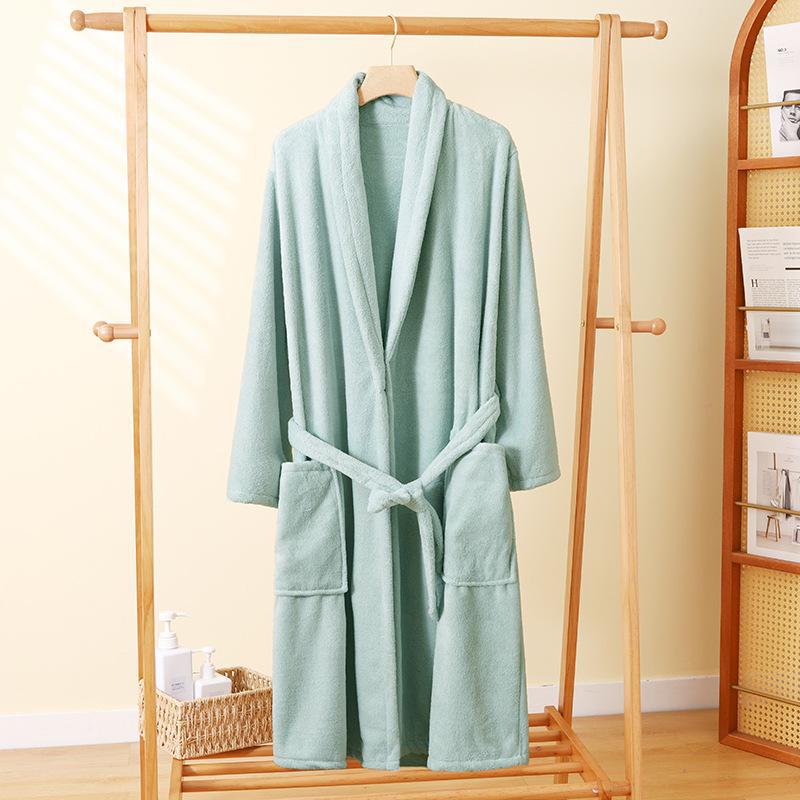 Unisex Coral Fleece Bathrobe - Wearable Bath Towel for Adults, Ideal for Home, Spring & Autumn, Swimming & Bathing.
