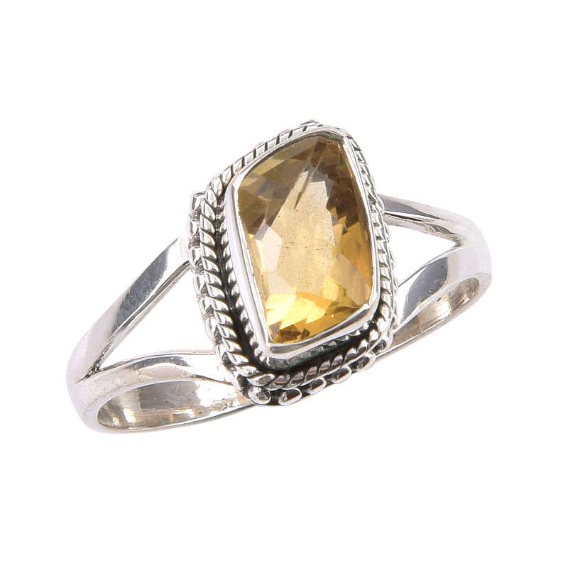 Natural Citrine Gemstone Handmade 925 Sterling Silver Jewelry Ring Size 9.5 p4H66