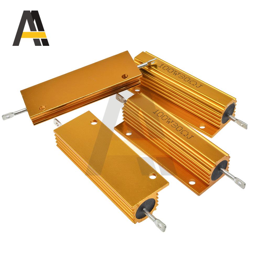 50W 100W Aluminum Power Metal Shell Case Wirewound Resistor 20R ~ 100R 20 22 30 33 50 100K Ohm Load Resistance RX24 Lgmopnrq