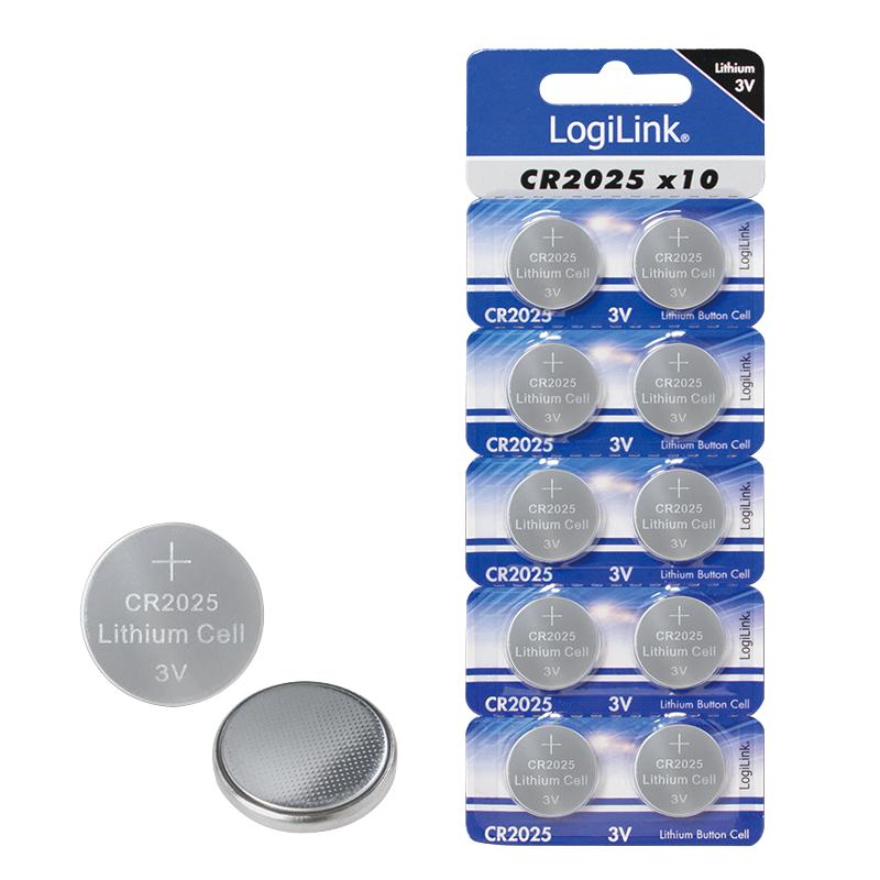 CR2025 LogiLink Ultra Power 3V Lithium Batteries 10 Pcs Button Cell Long-lasting