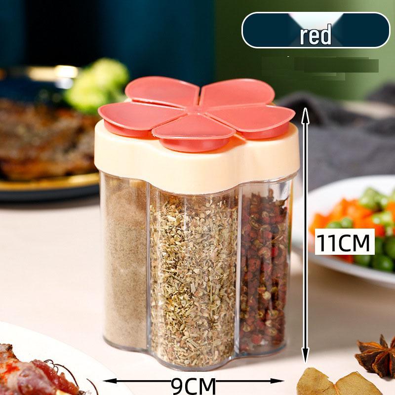 Five-in-One Spice Jar Set: Compartmentalized, Sealed Storage with Controllable Pour Lids