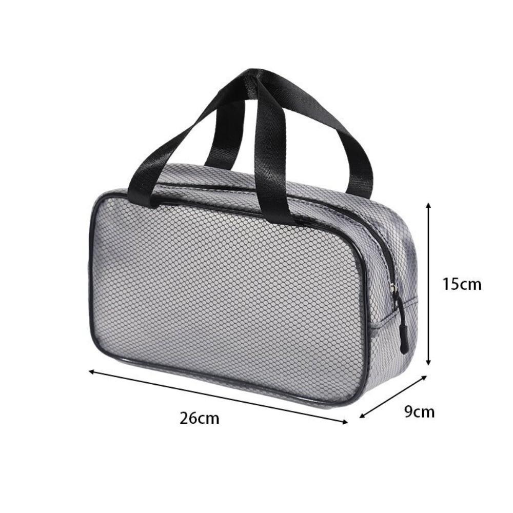 New Large Capacity Mesh Makeup Bag Handheld Transparent Cosmetic Bag Waterproof Zipper Storage Pouch Travel