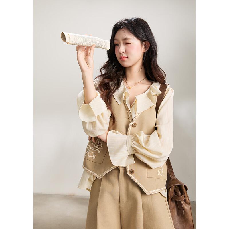 Elegant French Ruffle Long Sleeve Blouse