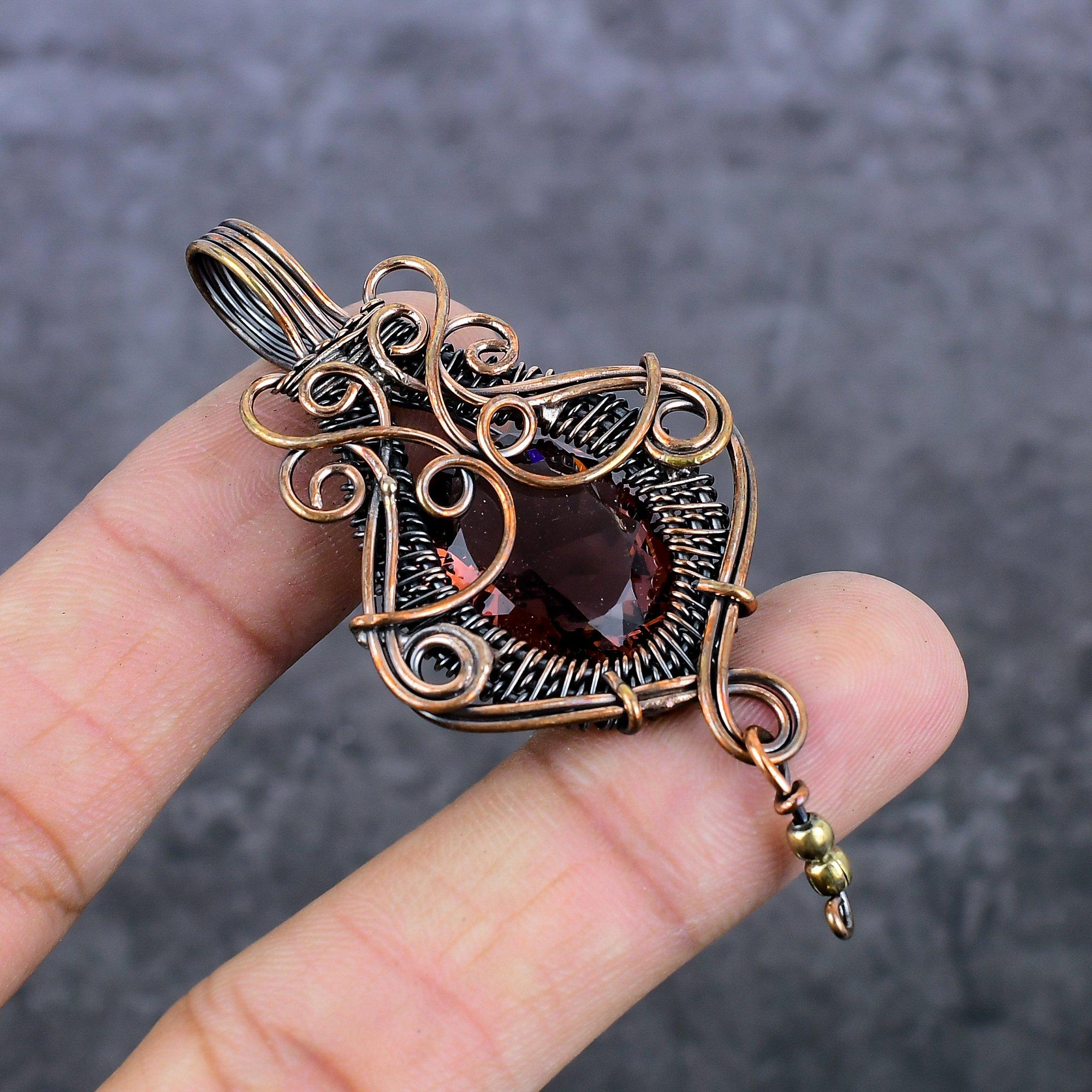 

Natural Amethyst Gemstone Handmade Copper Wire Wrap Jewelry Pendant 2.68 s3L86