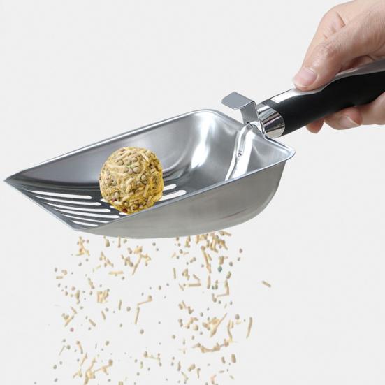 Stainless Steel Cat Litter Scoop with Deep Shovel Long Handle Slotted Litter Scooper Heavy Duty Non-stick Poop Sifting Shovel Sifter Pet Supplies