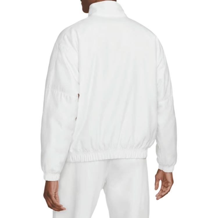 Men's Nike Solid Color Stand Collar Logo Casual Long Sleeves Jacket White DN1266-121