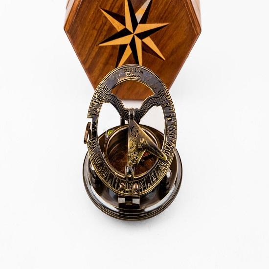 Brass Gilbert Compass in Wood Box Heavy Duty Magnetic Navigational Tool Unique Gift for Collectors, Explorers  Nautical Decor