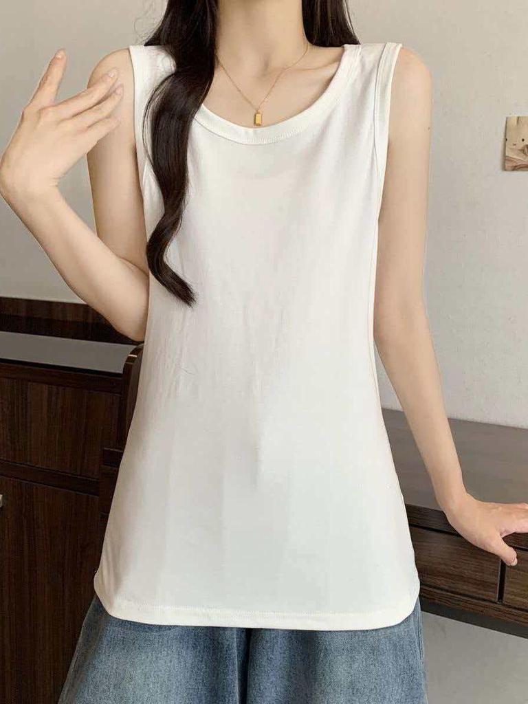 2026 Women's Plus Size Racerback Tank: Solid Color Sleeveless Camisole for Summer