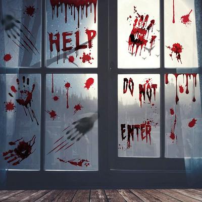 Electrostatic Window Ghost Decal Removable Interesting Scary Halloween Sticker Large Size Waterproof Halloween Bloody Decal Home