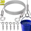 20/2M Adjustable Picture Hanging Wire Stainless Steel Wire Ropes for Hanging Photo Frame Heavy Duty Light Hanger Rope with Hook