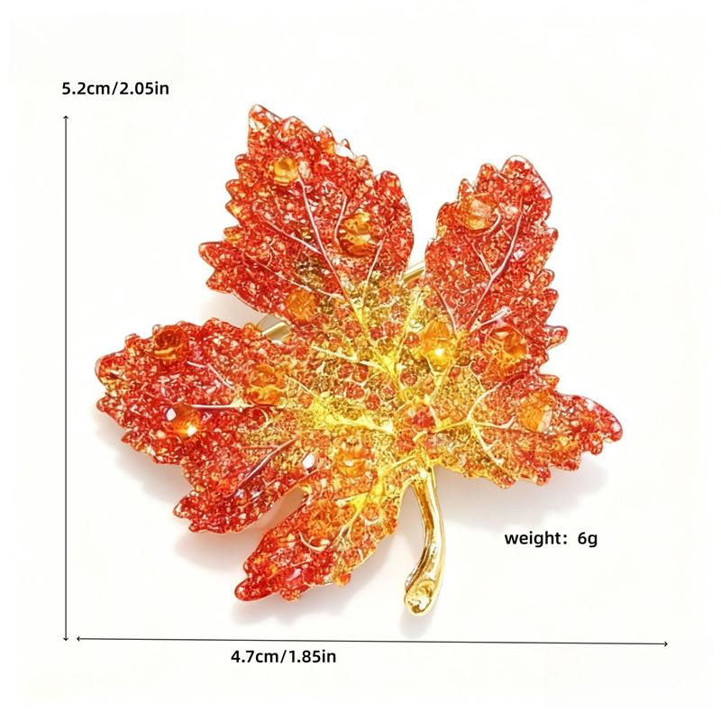 Red Green Color Maple Leaves Full Crystal Rhinestone Brooch Pins Party Wedding Girl Friend Christmas Gifts