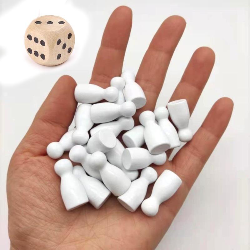 16Pcs Children'S Humanoid Wooden Puzzle Game Wooden Board Game Chess Pieces Humanoid Checkers Pieces Flying Chess