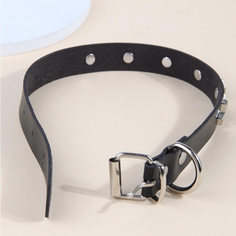 New Rock Punk Fashion Simplicity Pentagramm Schwarz PU Leder Persönlichkeit Simplicity Damenhalskette