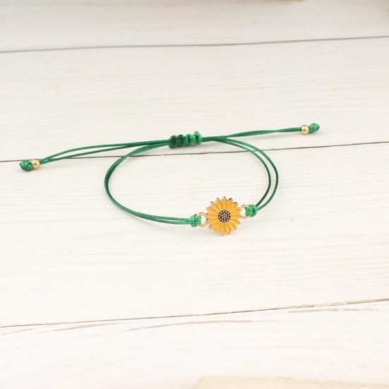 2Pcs Braided Bracelets, Adjustable Drawstring Design Friendship Bracelets, Chrysanthemum Pendant Friendship Wristbands for Versatile Daily Wear