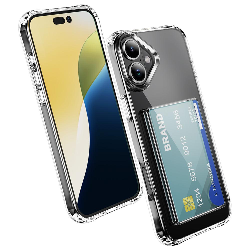 

For iPhone 16 Plus TPU Case Shockproof Phone Cover with Card Holder A