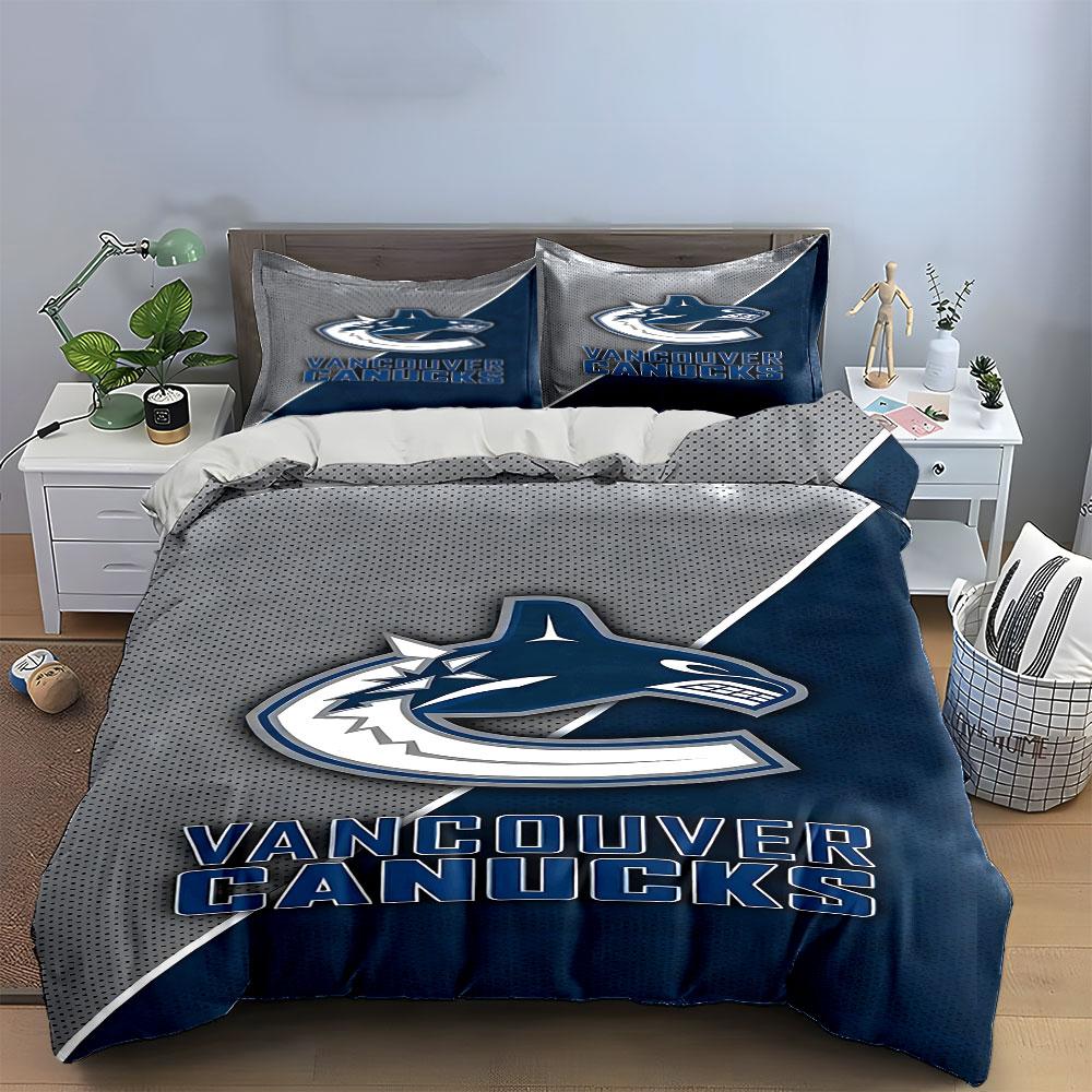 Vancouver Canucks Logo Bedding Set Print Bedding Set Duvet Cover Pillowcases (1* Duvet Cover 2* Pillowcases Do Not Include Comforter)