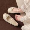 Shallow Single Shoes Spring Bow Flat Bottom Gentle Sweet Lace Lady Shoes Round Head Fashion Women's Shoes