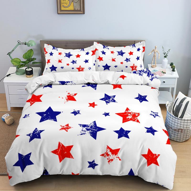 Star Duvet Cover Set Colorful Stars Pattern Print Twin Bedding Set For Kids Teens Double Queen King Size Microfiber Quilt Cover