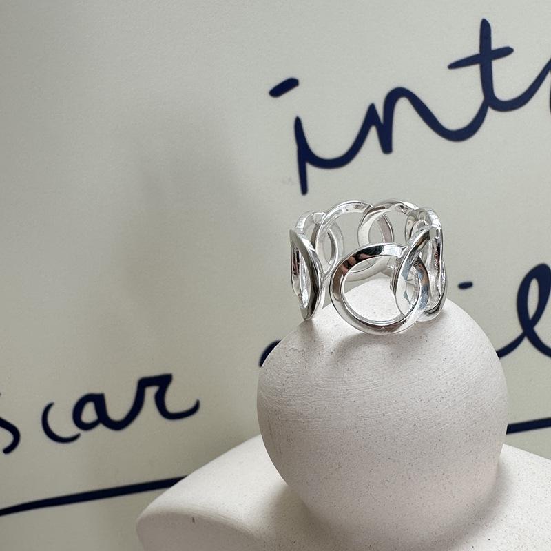 

Кольцо из стерлингового серебра 925 пробы в корейском стиле, круглое, для личности, дизайн INS Adjustable Open Ring