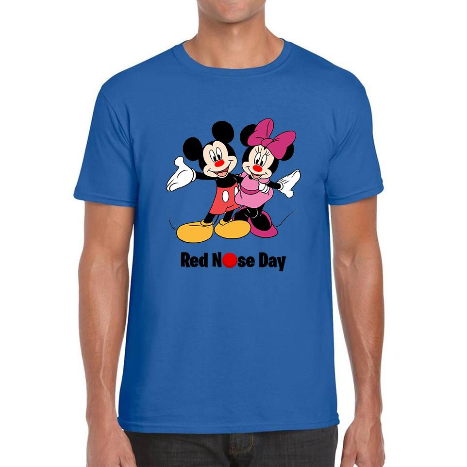 Mickey And Minnie Mouse Red Nose Day Unisex Mens T Shirt Womens Tops Tees 4XL