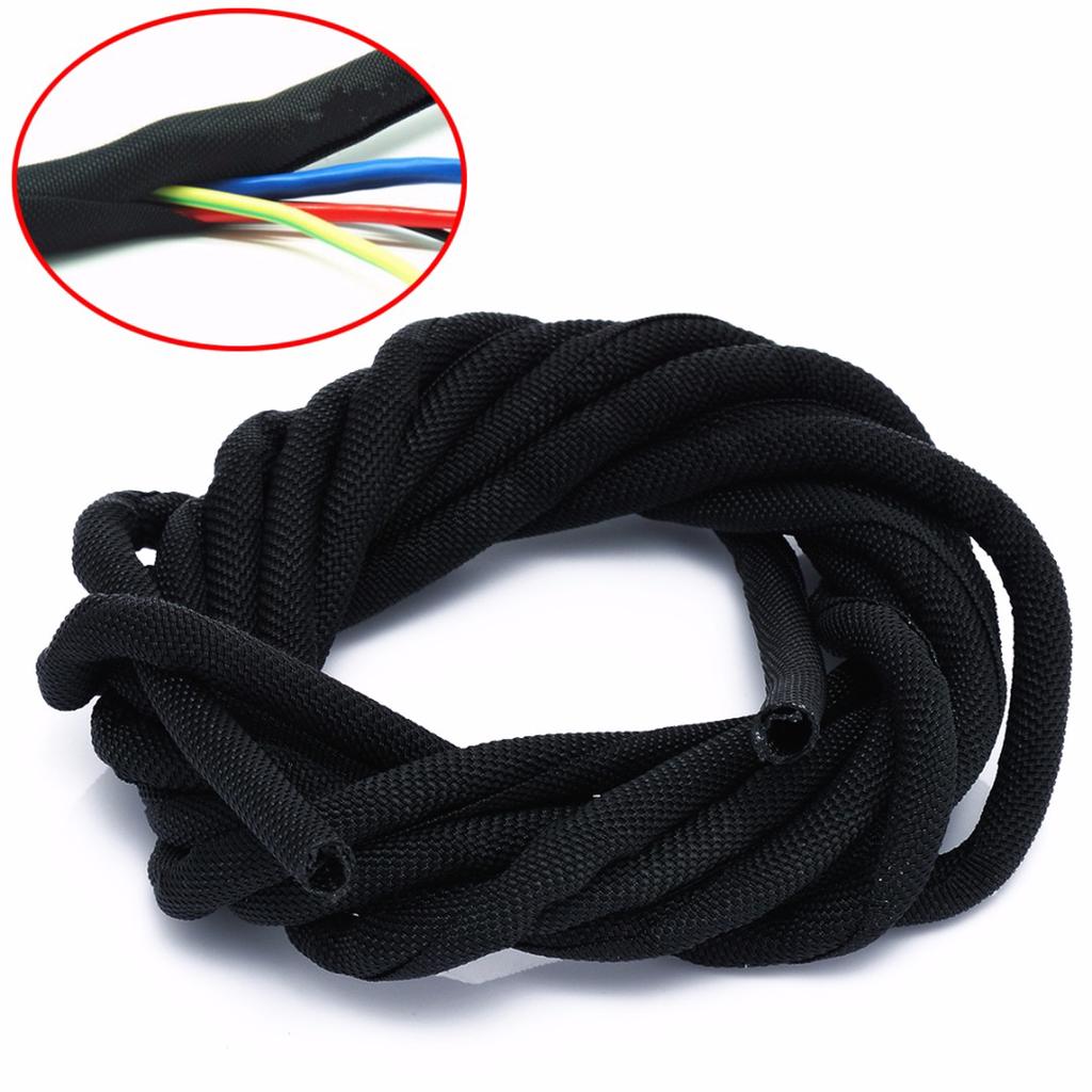 Buy Peigu 5mm*3m Black Wrap Braided Cable Sleeve General Electric Wire