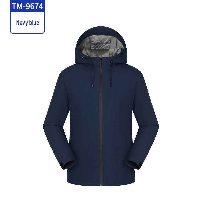 Customized Windproof Hooded Work Jacket with Logo and Embroidered Graphics