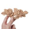 Natural Woodcarving Rose Flower Corner Appliques Wood Floral Carved Furniture Cabinet Door Unpainted Mouldings Decal Decorative