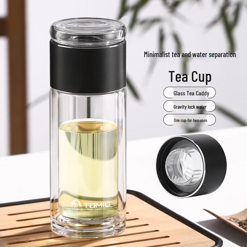 TOMIC Double-Wall Borosilicate Glass Tea Infuser Cup