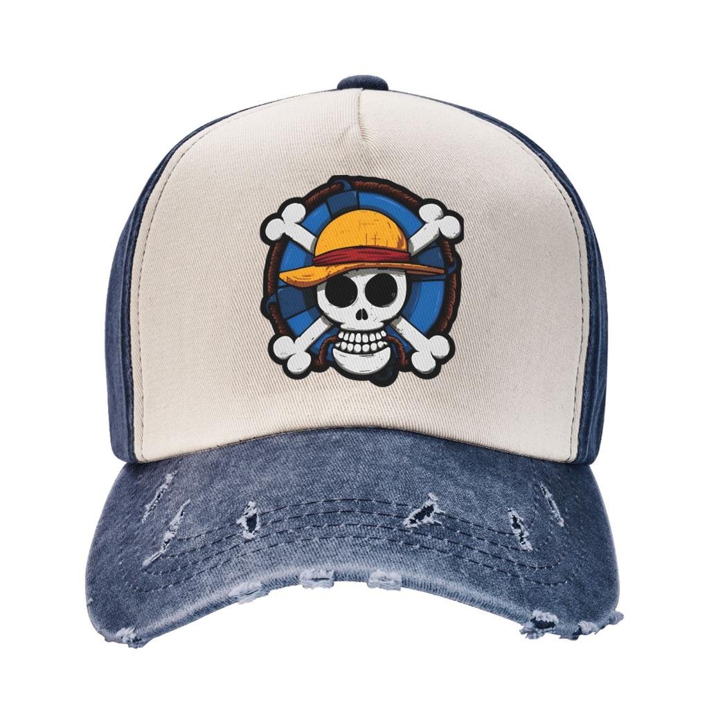 One Piece Straw Hat Baseball Cap Vintage Distressed Washed  Sun Cap Unisex Style Outdoor All Seasons Travel Adjustable Caps Hat