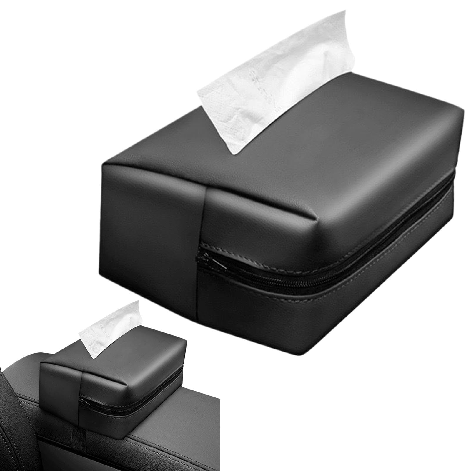 Car Armrest Box Tissue Holder, PU Leather Car Tissue Holder - PU Leather Auto See description чёрный