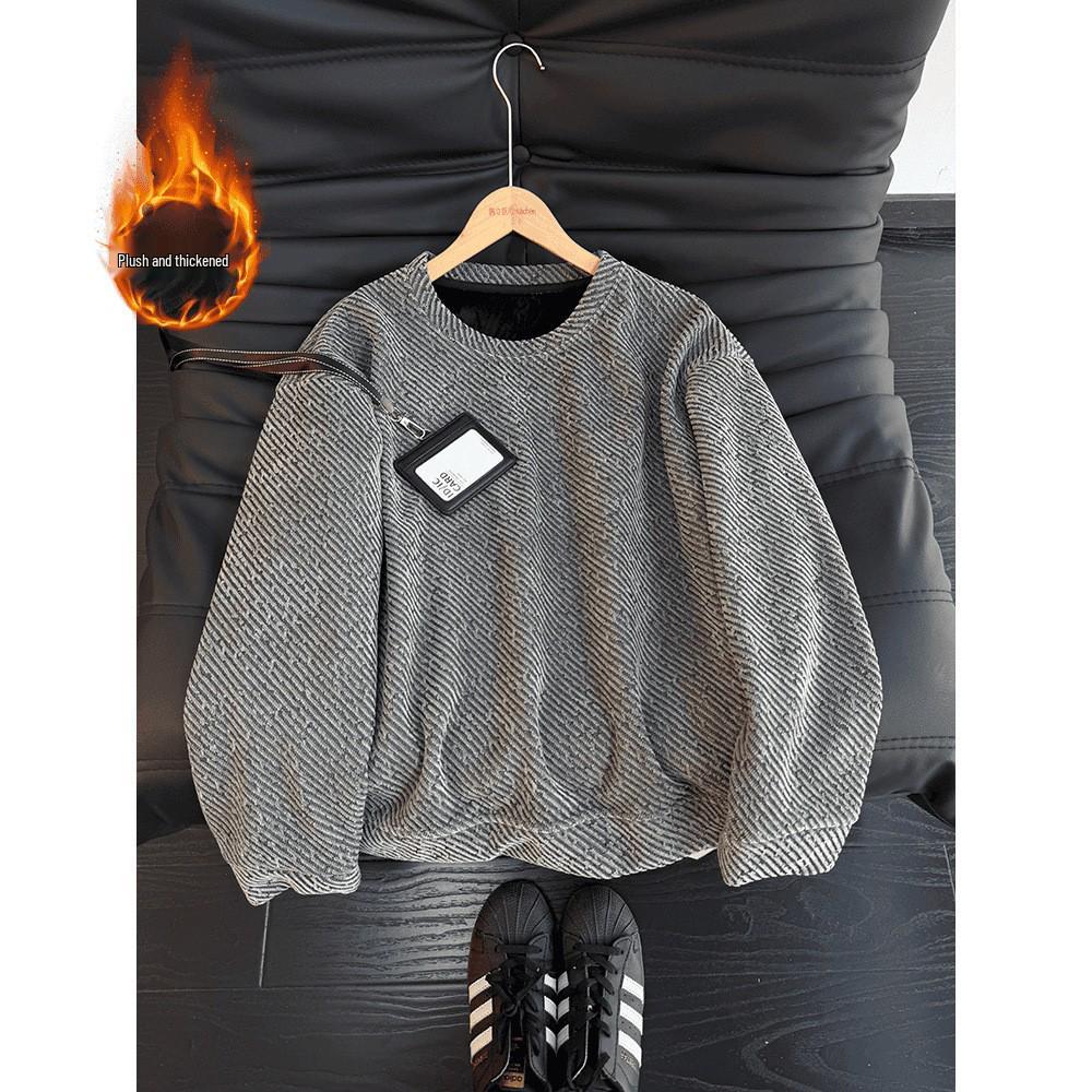 Men's 2026 Zebra Print Velvet-Lined Heavyweight Hoodie: Full Sky Stars, Round Neck, American Style, Autumn/Winter.