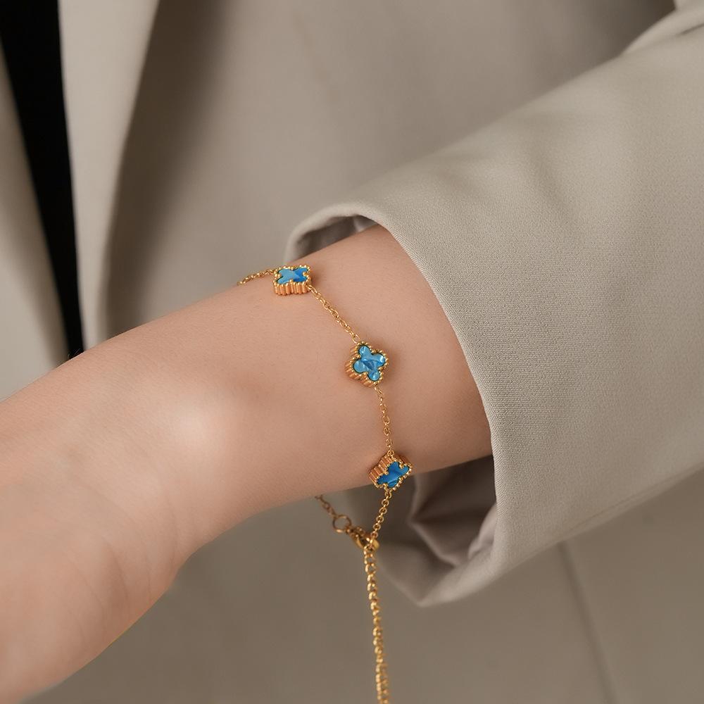 9mm Four-leaf Clover Bracelet A Luxurious and High-end Women's Jewelry Piece That Won't Fade A Unique and Minimalist Bangle