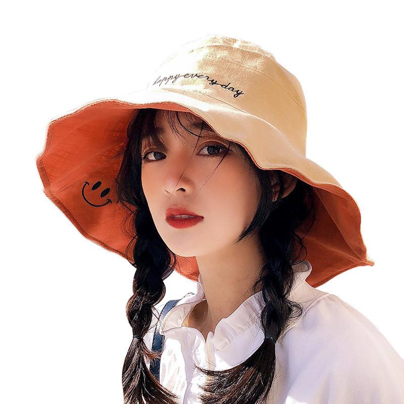 Summer Wide Brim Fisherman Hat For Women With Sun Protection And Doublesided Embroidery