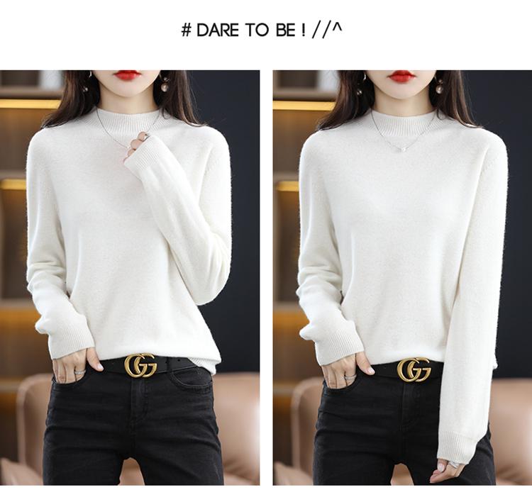 Women's Cashmere Half-Turtleneck Sweater - Thick, Loose, All-Match Wool Knit Pullover for Autumn and Winter