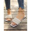 Ladies' Multi-layer Sparkling Diamond Toe Cover Sandals -Suitable for Casual, Party, Vacation, Fashionable Black Beach Shoes | Rubber Sole Single Shoe