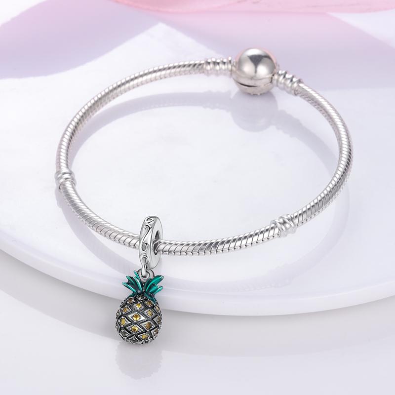 Summer Pineapple Fruit Pendants Copper Original Beads Fit Original Charms Bracelet Bead Jewelry Gifts For Women