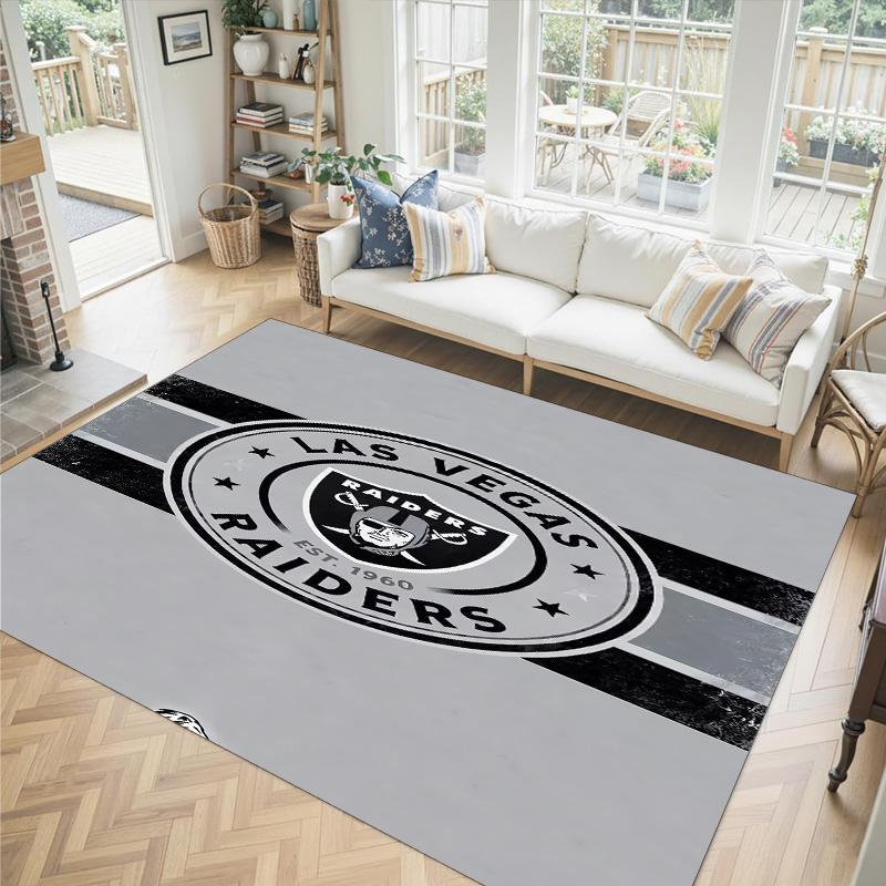 Las Vegas Raiders Design Crystal Velvet Carpet Cozy Non?Slip Printed Rug For Bedroom Living Room Entrance
