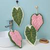 Leaf-Shaped Hanging Hand Towel Soft Coral Fleece Tea Towels Super Absorbent Bath & Kitchen Towel Decorative Towels Home Decor