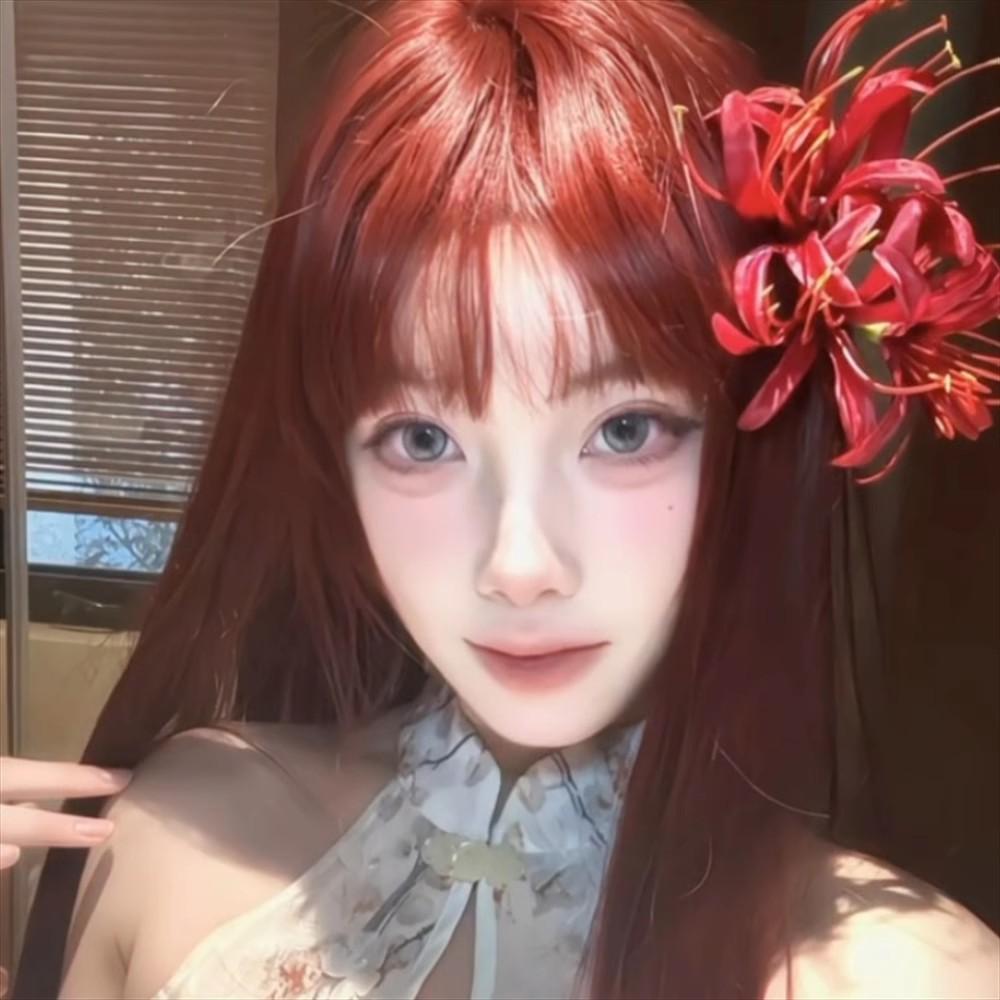 Red Other Side Flower Simulation Flower Hairpin Retro Mori Advanced Hairpin Head Flower Super Fairy Exquisite Side Broken Hair Card