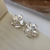 925 Sterling Silver Vintage Earrings For Women Trendy Simple Pearl Flower Earring Jewelry Prevent Allergy Party Accessories