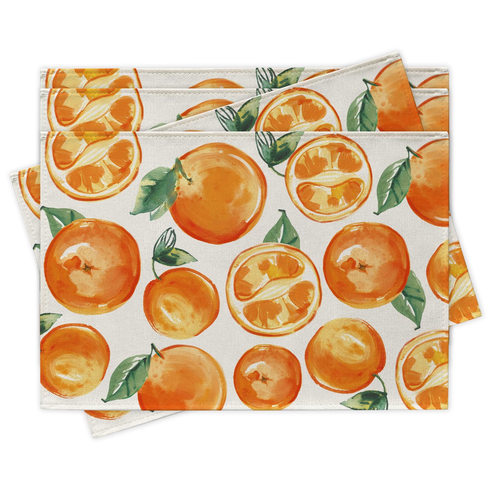 

Spring Summer Orange Placemats Set of 4, Fresh Fruits Dining Place Mats Table Decor, Seasonal Home Kitchen Decoration 12 x 18 Inch 4Pcs-12 X18