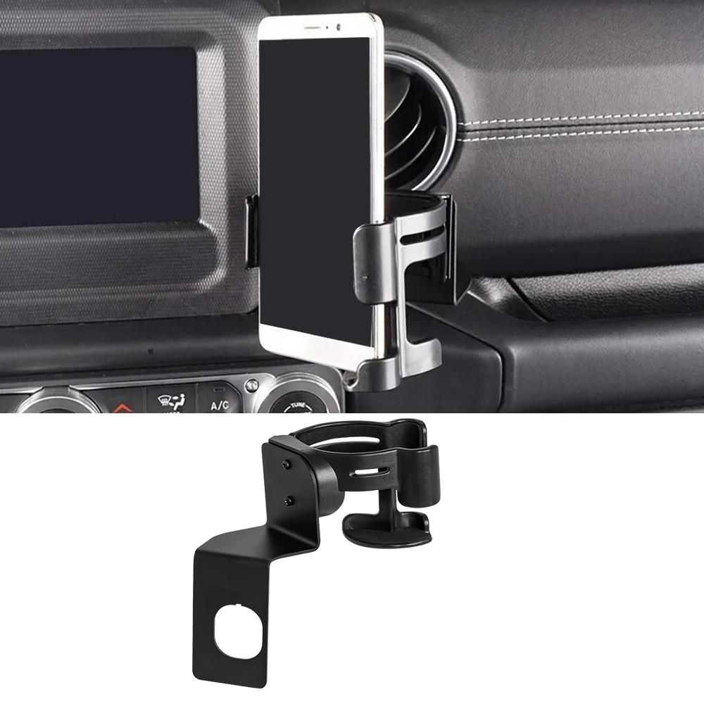 Car Cup Phone Holder for Wrangler JL 2018 2019 Rubicon Unlimited 2 in 1 Bolt-on Multi-Function Drink Stand Bracket