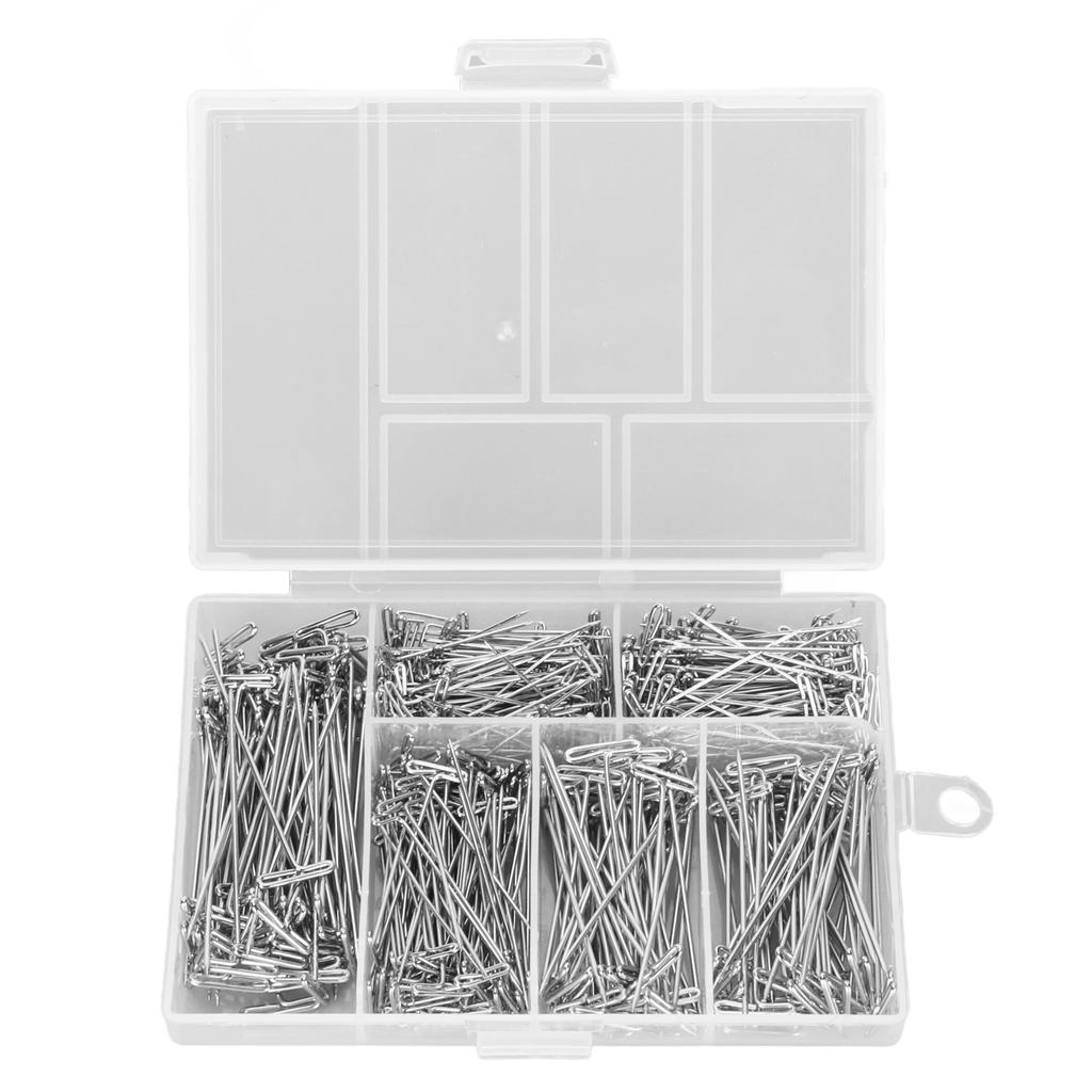 450pcs T Pins Rust Proof Steel Assorted Long Straight Pins with Clear Box for Wig Making Crafts Sewing