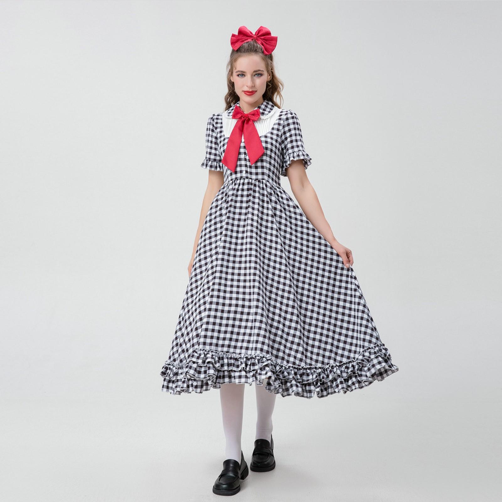 

Женское модное клетчатое платье с короткими рукавами на Хэллоуин для двух женщин