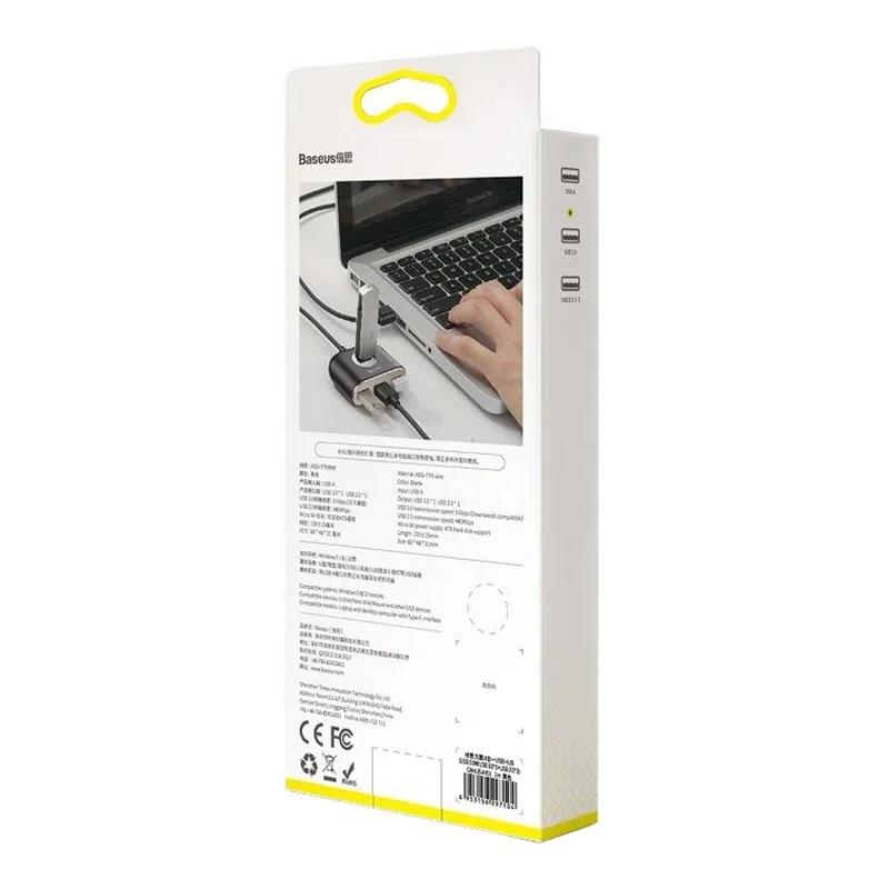 Adapter Usb 4W1 Baseus Square Round, Hub Usb 3.0 Do 1X Usb 3.0 + 3X Usb 2.0, 1M (Black)