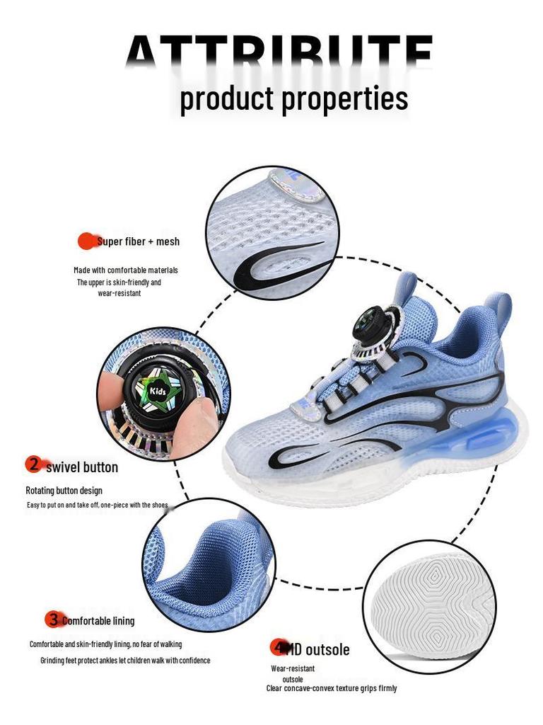 Youth Basketball Shoes: 2026 Rotating Buckle, Lightweight, Non-slip Running Sneakers for Boys