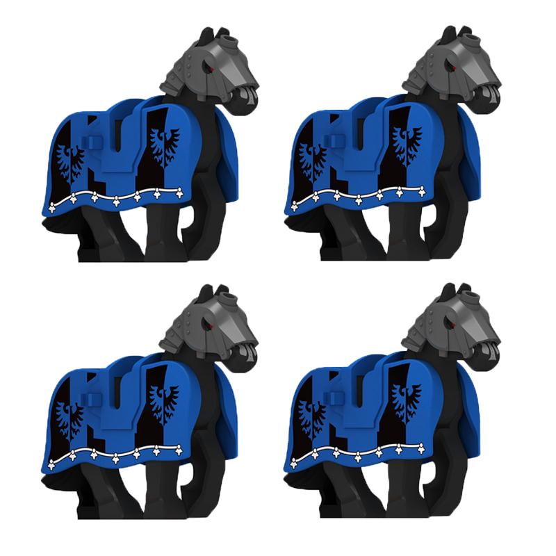 Vojenské stavebnice Kompatibilní figurky vojáků Středověcí rytíři Zbraně Plášť Ramenní brnění Válečný kůň Vlajky Dárky Hračky