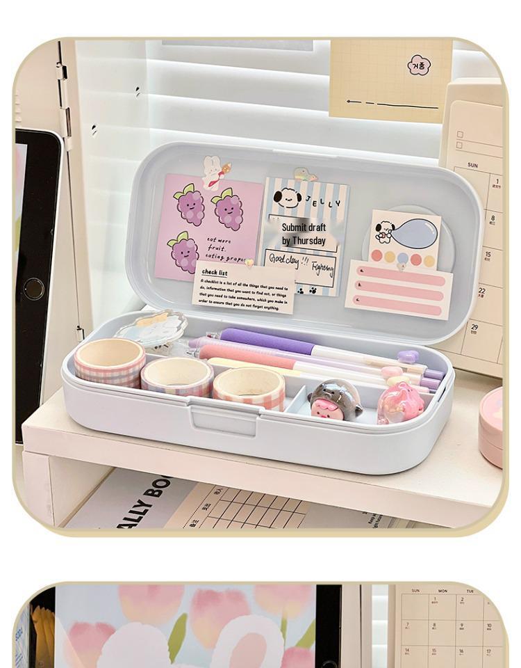 Cartoon Rabbit Pencil Case for Girls - Cute Stationery Storage Box for Elementary School Students