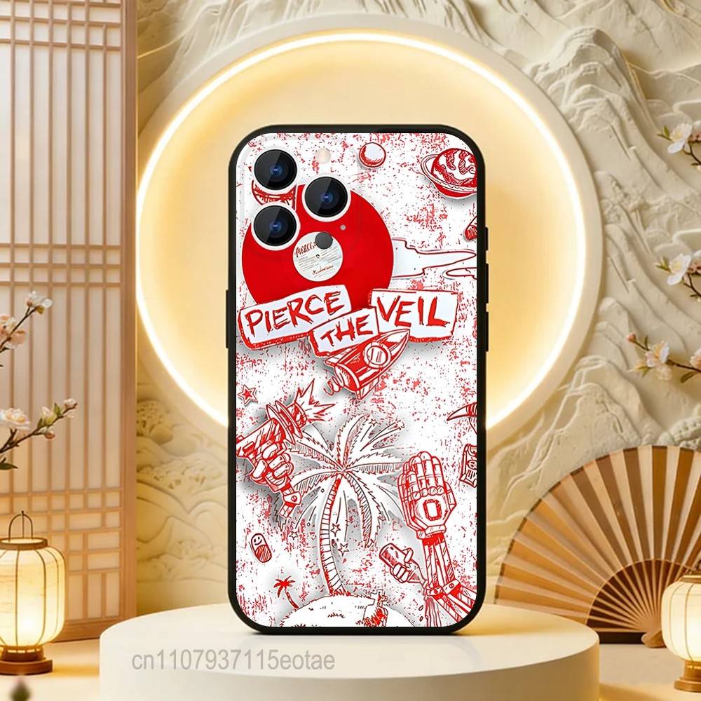 

P-Pierce The Veil Band ROCK Phone Case For iPhone 17,16,15,14,13,12,11,Pro,Max,Plus,E,Air,Mini Black Shockproof Funda Cover iPhone15