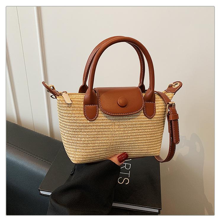 Straw Handbag Women's New Trendy Casual Woven Dumpling Bag Versatile Shoulder Messenger Bag
